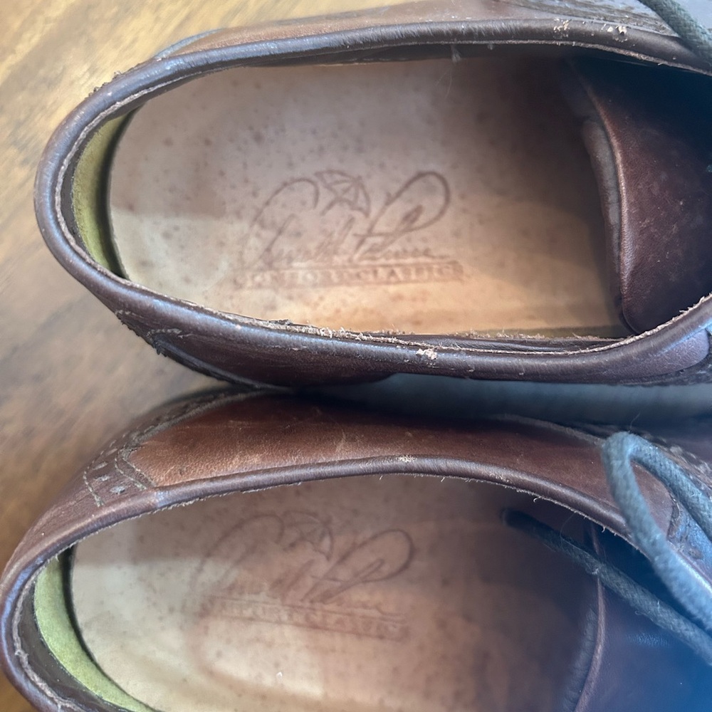 Arnold Palmer Oxford Sz 8.5M Brown Leather Belfry Saddle Lace Up Round Toe Shoes - Picture 6 of 8